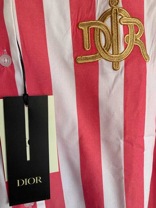 Koszula Christian Dior Logowana Różowa Paski Rozmiar L/XL