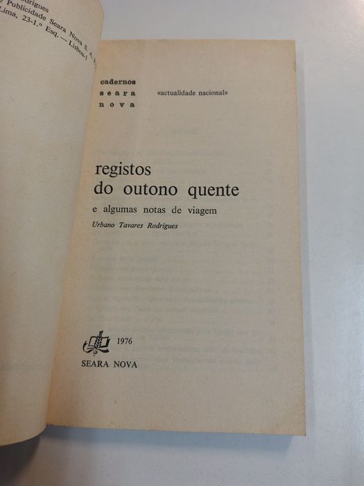 Registos do Outono Quente, de Urbano Tavares Rodrigues