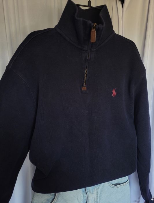 Granatowy sweter typu half-zip polo ralph lauren S unisex
