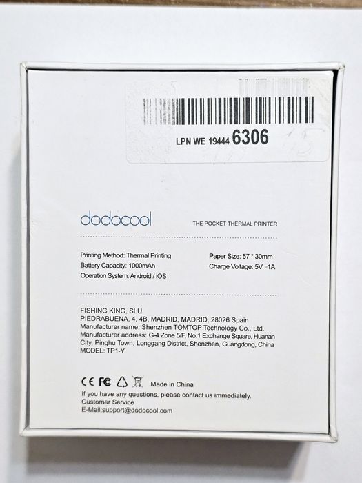 Термопринтер портативний DODOCOOL TP1-Y