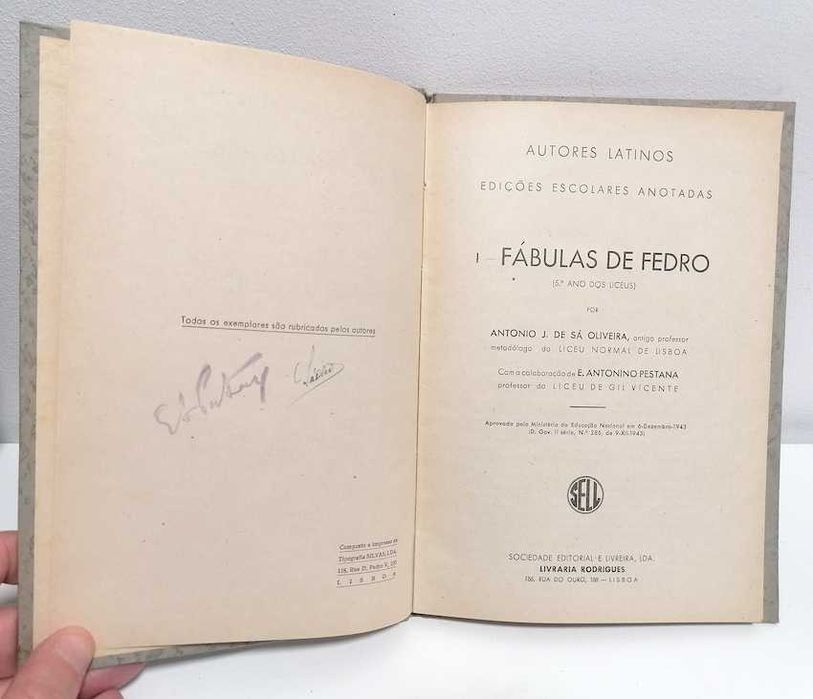 Fábulas de Fedro (5o ano dos Liceus) - 1943