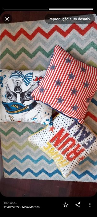 Tapete, cortinado e almofadas de criança/ jovem