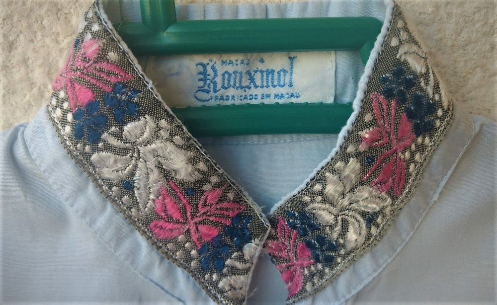 Robe + Pijama Algodão Manga Curta Azul Claro Fabricados Macau 5-6Anos