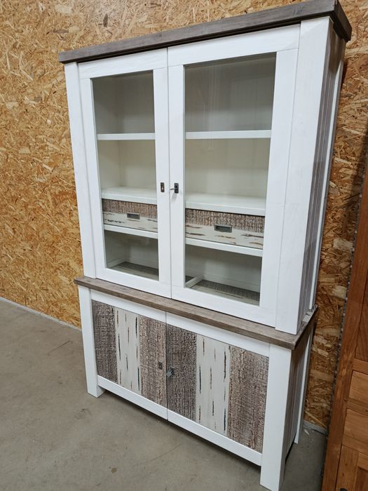 Kredens drewniany, witryna przeszklona, biblioteczka