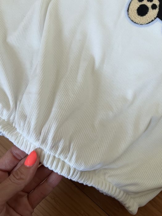 Nowa bluzka z misiem oversize prążkowana damska