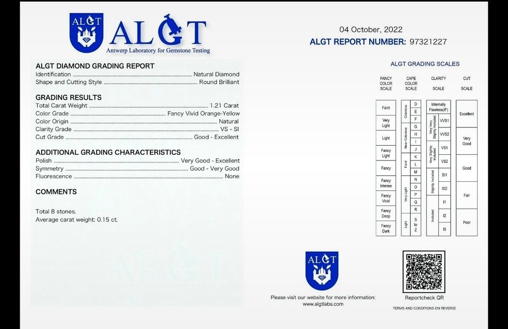 Diamante naturais fancy vivid certificados 1.21ct (lote 8)