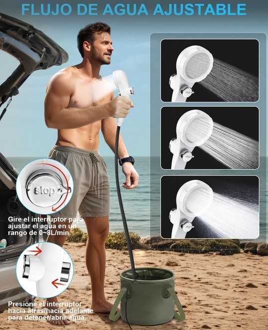 Duche Campismo 12V e 24V + Deposito 50L