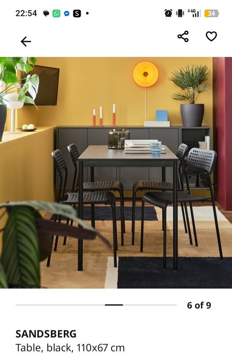 Mesa IKEA SANDSBERG + 4 cadeiras – Excelente estado