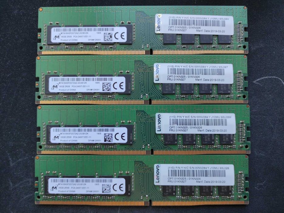 Micron 16GB DDR4 2400 PC4-19200E ECC Unbuffered 18ASF2G72AZ-2G3B1