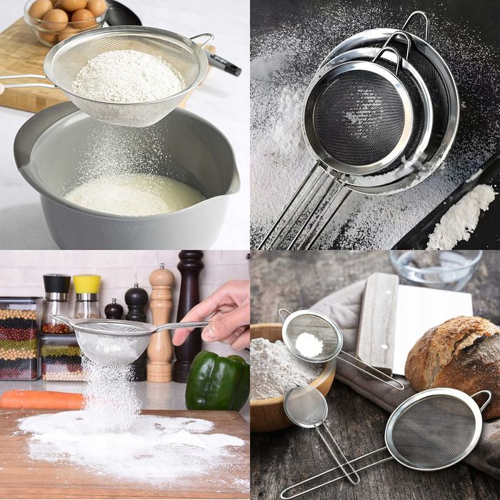 Stalowe kuchenne sitka sitko cedzak durszlak ociekacz zestaw 3 szt #93