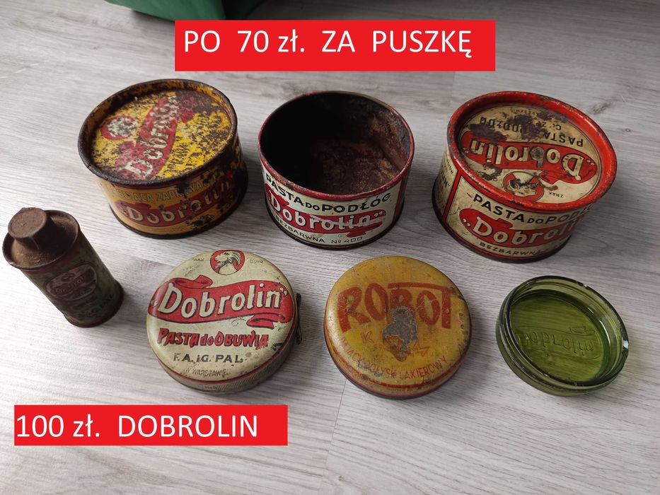 Stare opakowanie Puszka przedwojenna Pasta Buty Dobrolin