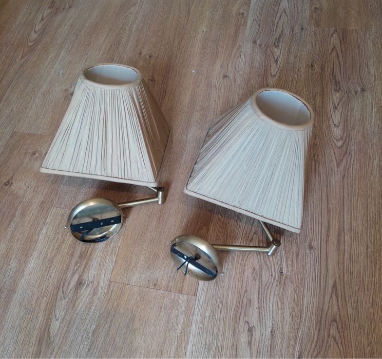 Apliques em latao articulaveis com abat jour em seda selvagem