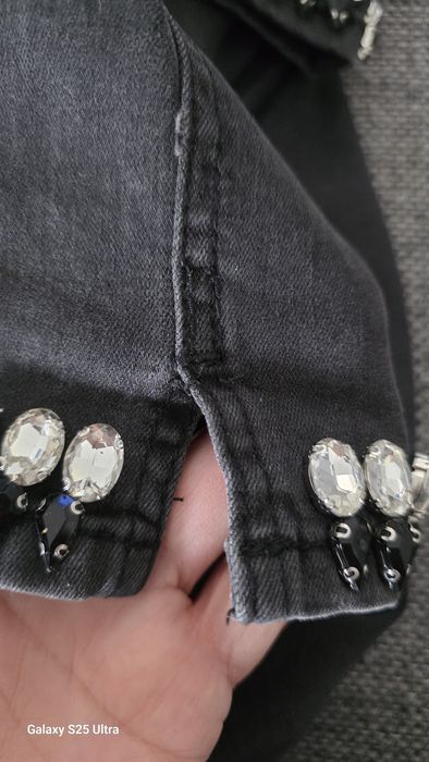 Damskie jeansy skinny z kryształami 38