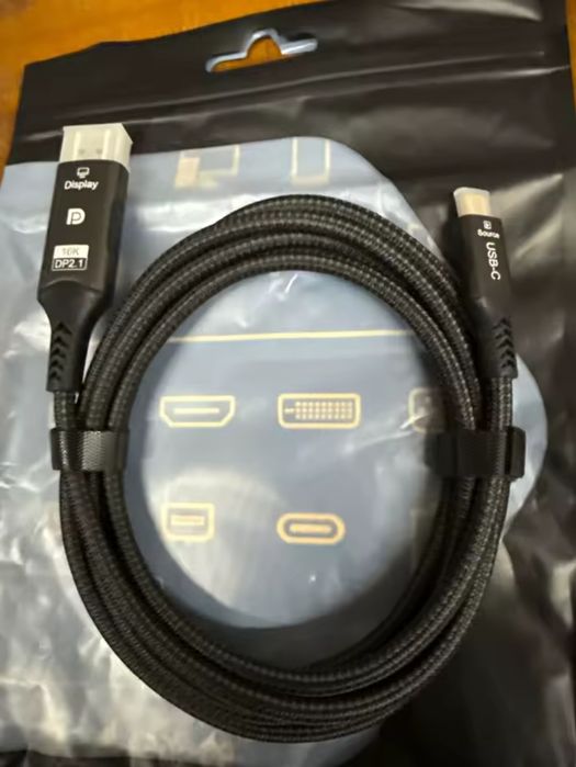 Кабель монітора USB-C → DisplayPort 2.1 DP 2м 16K-30Hz  FHD-360Гц
