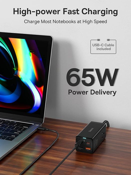Зарядное Baseus 65W GaN3 Pro зарядка кабель Type C Apple MacBook air M