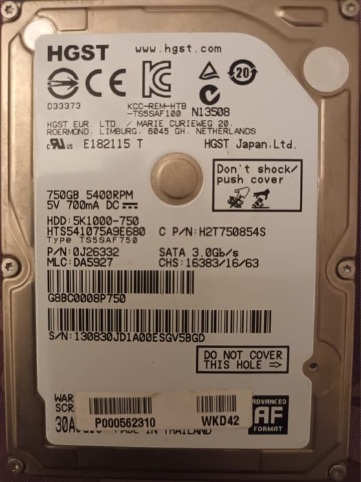 Disco rígido HGST 2.5” – 750GB