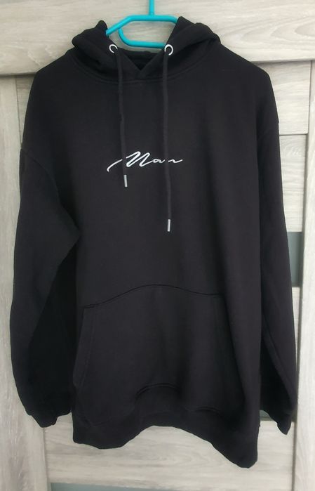BoohooMAN bluza męska czarna z kapturem rozm:S