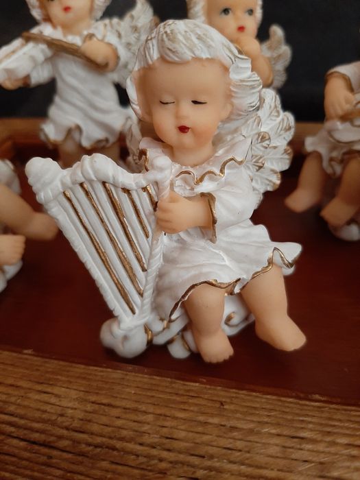 Anjos Musicais Vintage, em resina, conj 6