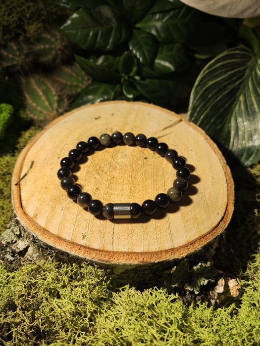 Bransoletka z naturalnych kamieni - zielony piaskowiec