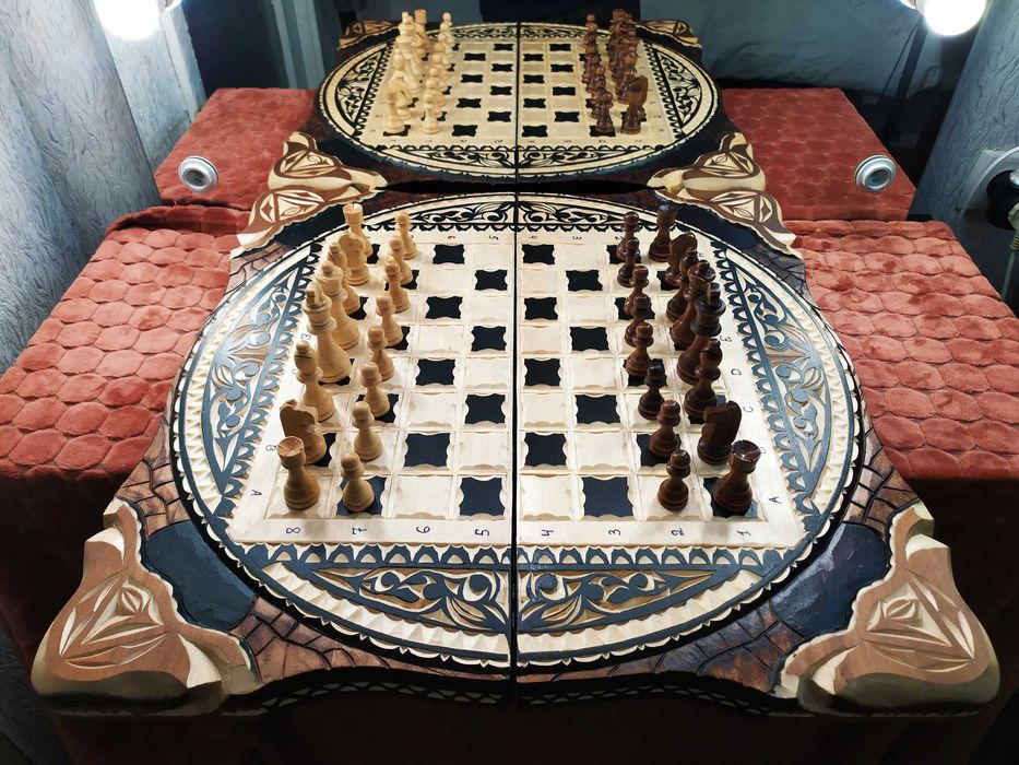 Коллекционные резные Шахматы из дерева, 60х60 см, ручная работа,
Новые