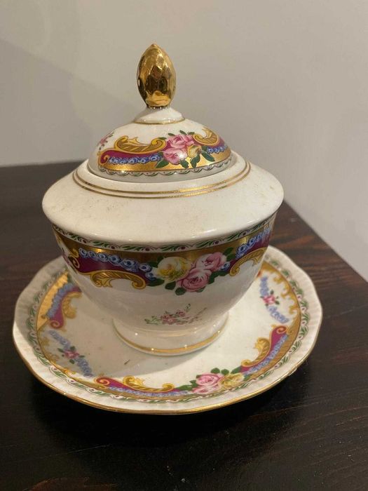 Açucareiro com prato Limoge Porcelaine