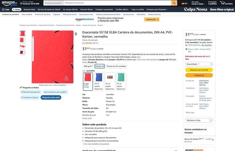 Exacompta Caixa com 25 capas Tam A4
