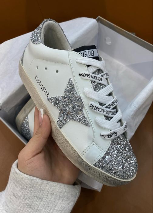 Sneakers Golden Goose White Glitter/ Кеди Голден Гус Білі/ SuperStar