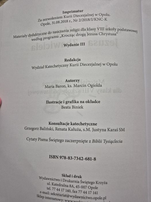 Codzienność uczniów Jezusa- Zbawiciela podręcznik do VIII klasy