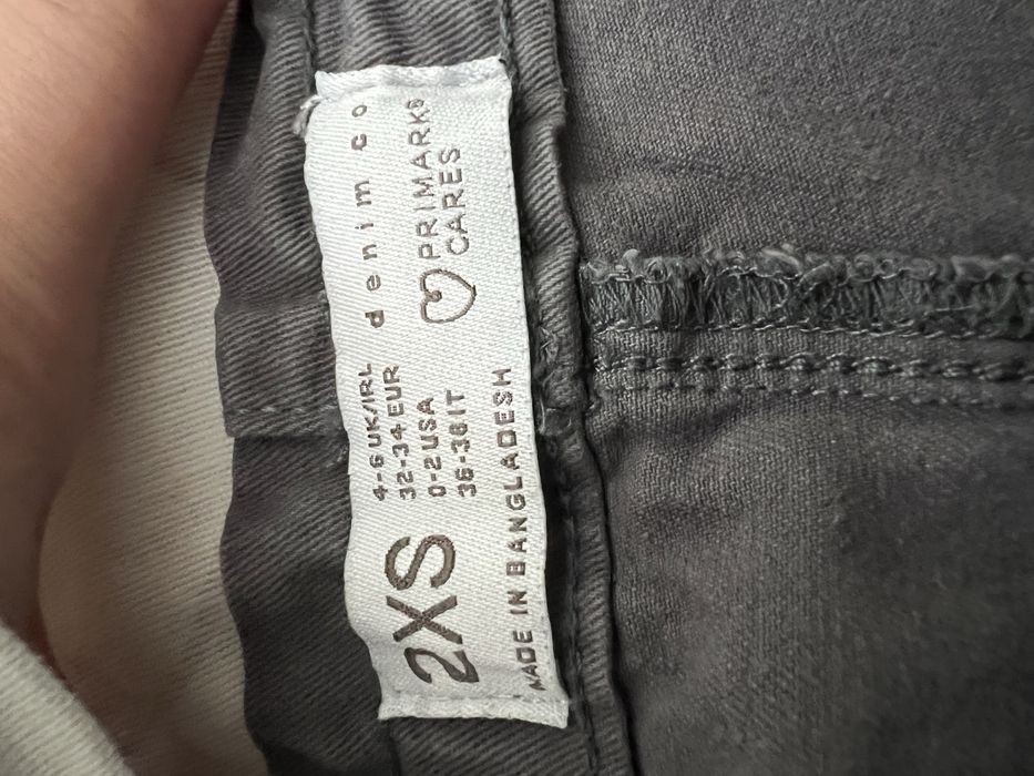 Szare damskie spodnie bojówki 2xs/xs 100% bawelna nowe bez metki