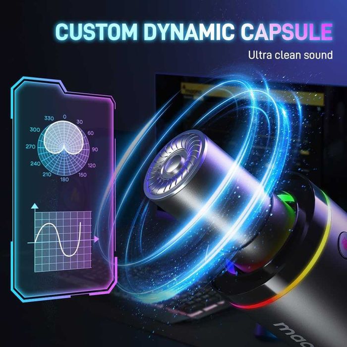 Mikrofon dynamiczny MAONO PD200X USB/XLR RGB do gier podcastów streamingu k020