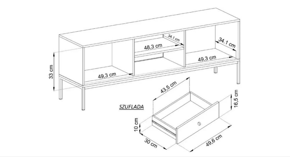 Nowoczesna szafka rtv Monako granat 154x59x39