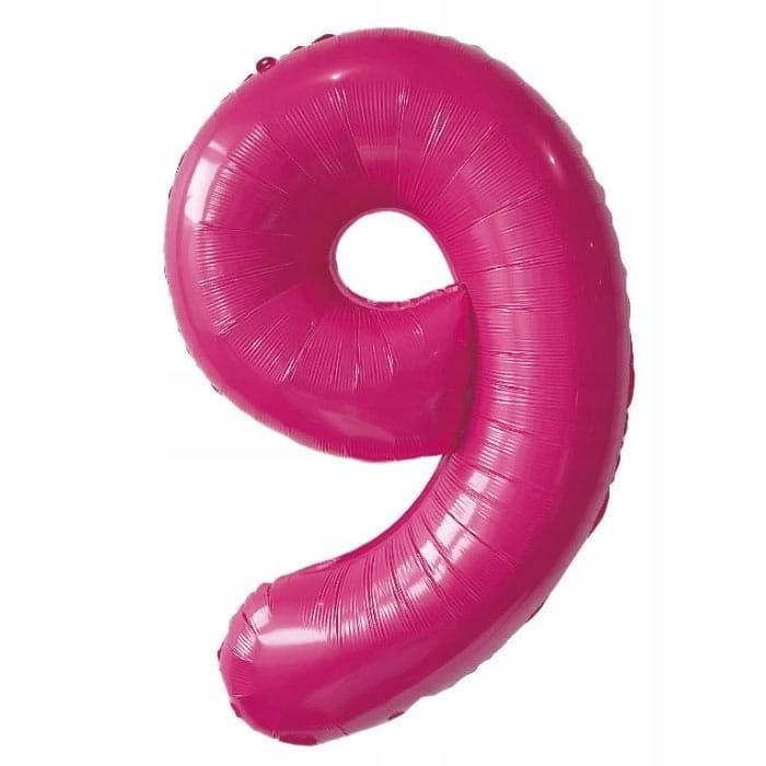 Balon foliowy 32" cyfra 9 różowa barbie pink