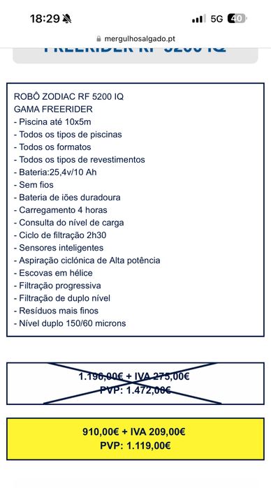 BAIXA PREÇO! Aspirador piscina a bateria FREERIDER RF 5200 iQ