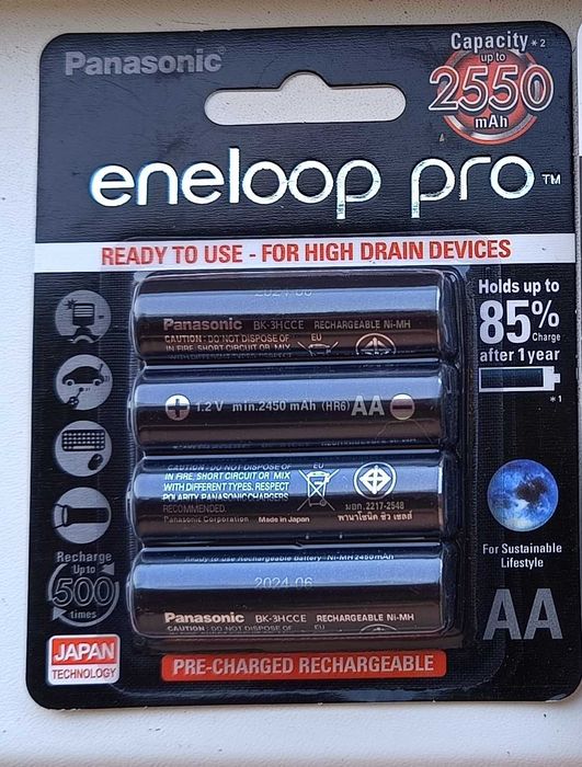Аккумулятор Panasonic Eneloop PRO AA 2550mA; 950мА