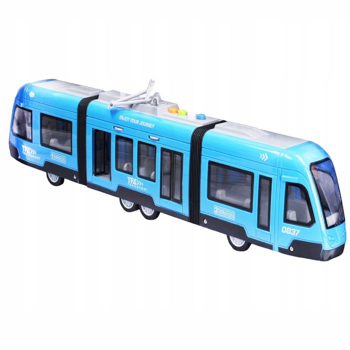 duży tramwaj jeździ dźwięki światła baterie niebieski 930b