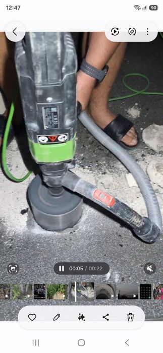 Алмазное бурение отверстий без воды, сухое сверление с пылесосом