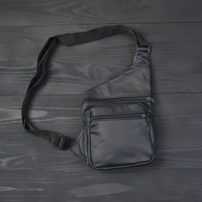 Чоловіча шкіряна сумка слінг, месенджер барсетка з натуральної шкіри