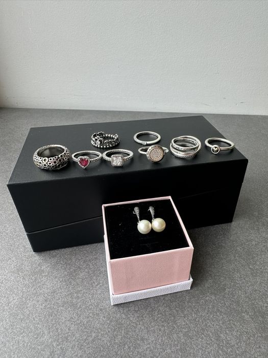 Pandora оригинал,Пандора,  кольцо Pandora,серебро, золото, серьги пандора
