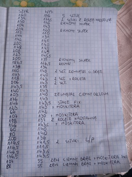 Okna 6 sztuk ruchomy słupek