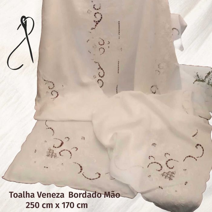 Toalha de Veneza bordada à mão 250 cm x 170 cm