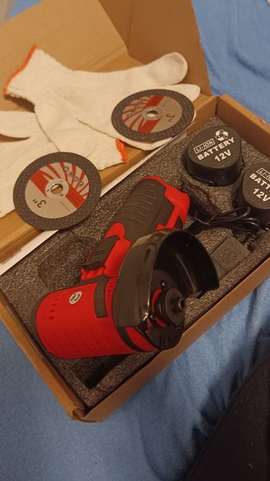 Zestaw mini szlifierka kątowa akumulatorowa 2x bateria