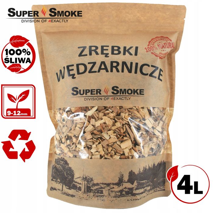 Zrębki Wędzarnicze Super Smoke ŚLIWA KL-10 (9-12mm) Large 4L Kraft