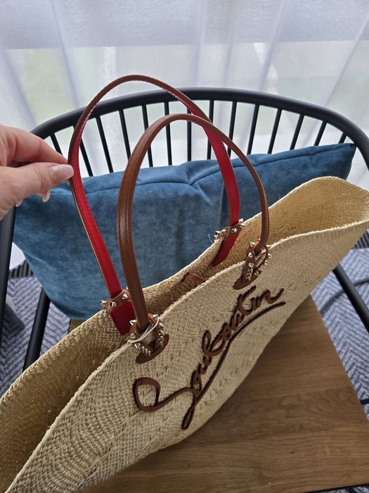 Christian Louboutin koszyk, raffia, torba