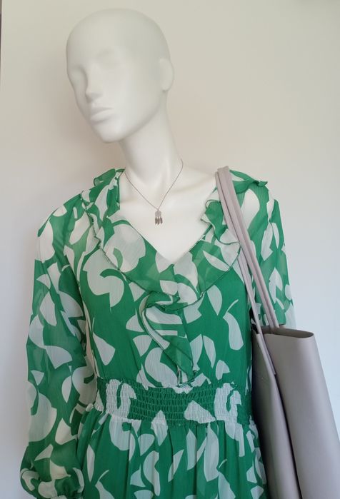 Biała zielona wielobarwna rozmiar 36 nowa sukienka