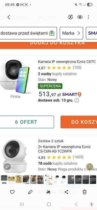 Kamera ip wewnętrzna ezwizz niania alarm
