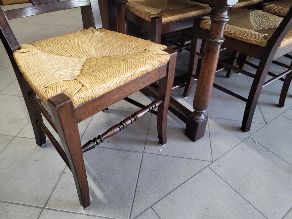 Zestaw 100% dębowy komoda witryna stół 8 krzeseł meble holenderskie