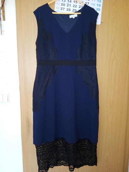 Vestido azul e preto, tamanho 42