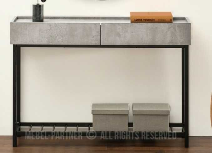 NOWA konsola płyta beton czarna 117cm z półką i szuflady ZMONTOWANA!!