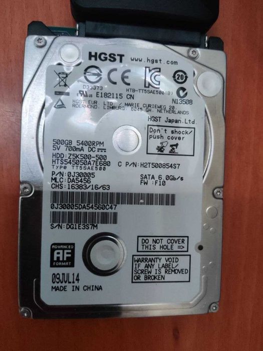 Жорсткий диск HGST 500 ГБ 2.5 дюймів тонкий робочий