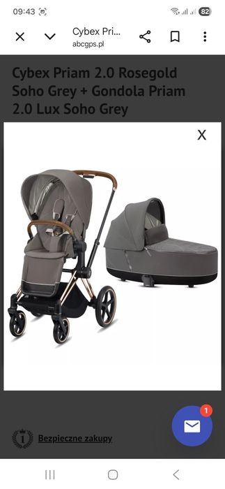 Wózek cybex Priam 2.0 Rose gold Soho Grey. Wózek 3 w 1